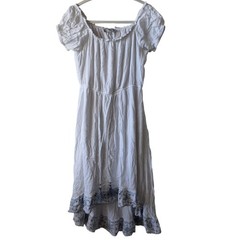 JGEE S Gauze Embroidered High Low Peasant Dress Boho Tassel Cottagecore Bridal