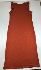 Red-Orange Rust Cotton Flutter Sleeve Side Slit Universal Thread Midi Dress S