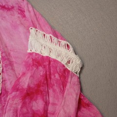 Jessica Taylor Bohemian Pink White Tie-Dye Cover Up Dress One Size Crocheted