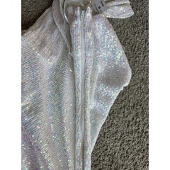Windsor White Iridescent Sequin One Shoulder Cutout Mini Dress NWT Medium