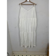 Old Navy Womens XL White Cami Maxi Dress Tiered V-Neck Cotton Rayon Blend Pocket