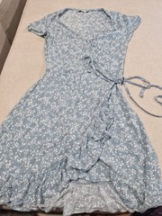 Ghanda Midi Blue & White Wrap Around Flower Dress Size 10-11