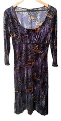 90s Betsey Johnson Blue-Purple with Velvet Butterfly Print