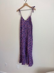 Emerson Fry India Sundress Violet Wildflower Organic Maxi Dress