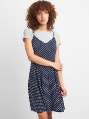 GAP Navy White Polka Dot Sundress Womens XS Knee Length V-Neck Smocked