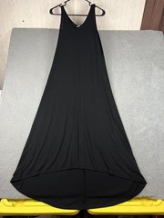 Old Navy Dress Womens Medium Black Hi-Low Maxi Tank Trapeze Swing Scoop Neck