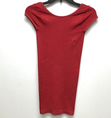 Free People FP Movement Mini Dress Good Feels Deep Red Scoop Back Cap Slv XS S