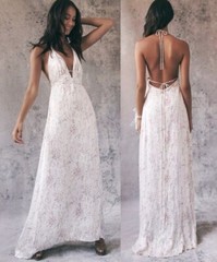 LoveShackFancy Cabane Silk Asymmetric hem Halter Maxi Dress in Biscotti M $625
