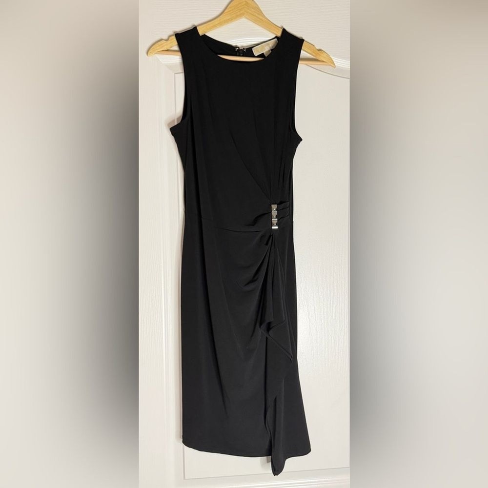 MICHAEL Michael Kors Black Asymmetrical Dress with Silver Accents, XS