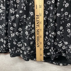 Women&rsquo;s Black White Floral Rustic Tiered Midi Dress XL Gothic Dark Siren Lily