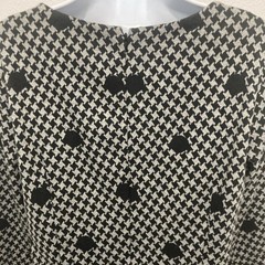TALBOTS gray black houndstooth dots round neck flared cuffs shift dress 12P