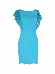 Emilio Pucci Women’s 36 US 6 Turquoise Blue Ruffle Sleeve Mini Dress Italy