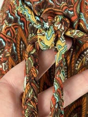 Perception Y2k Maxi Dress With Braided Belt Exotic Feather Print Packable Sz XL