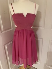 CORE SPIRIT Pink Cut Out Dress S Viscose Bodice Organza Sheer Chiffon EMBELLISH
