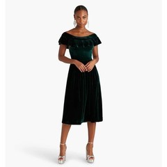 Hill House Home Akilah Nap Dress Emerald Green Velvet Silk Blend Midi Blogger S