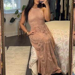 Altar’d State Blush Pink Embroidered Lace Maxi Dress Boho Cottagecore Small