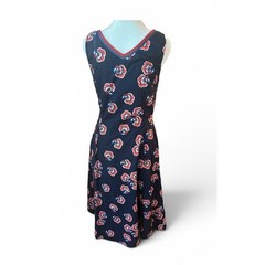 Boden Womens Charlotte Dress Navy Red Floral Midi Sleeveless V-Neck Size US 6 R