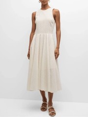 Frame White Broderie Anglaise Cotton Eyelet Midi Dress