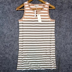 Z Supply Tank Dress Women XS Washed Taupe Brown Aya Sun Stripe Beachy Boho