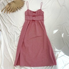 Doen The Belline Rouge La Maddalena Red White Gingham Bow Midi Dress