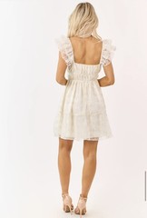 Limelush Creme Floral Embroidered Chiffon Mini Dress Size Small