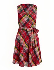 Lauren Ralph Lauren Women&rsquo;s Plaid Crinkle Cotton Dress Size 16 Pink Multi