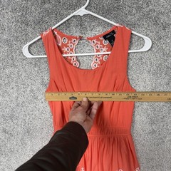 Rue21 Mini Sundress M Orange Lace Embroidered Fit Flare Boho Summer Festival