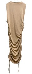 Superdown Size Small Ruched Dress Beige Stretch Bodycon Side Tie Mini