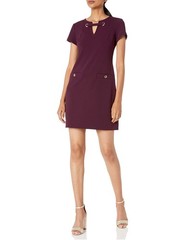 Tommy Hilfiger Women’s Scuba Crepe Grommet Top Pocket Dress Burgundy Size 10