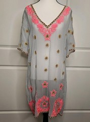 Plenty By Tracy Reese Sheer Dress Tunic Embroidered Cover Up Size Medium