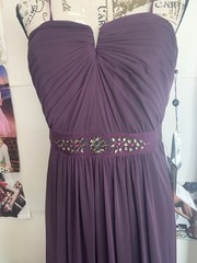 Adrianna Papell Purple Sweetheart Tulle Maxi Dress 8 Beaded Waist Zip