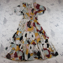Anthropologie Conditions Apply Puff Sleeved Midi Dress Boho Womens 6 Flaw.