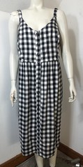 41 Hawthorn New Womens 1X Sleeveless Sundress Black White Gingham Adj Straps