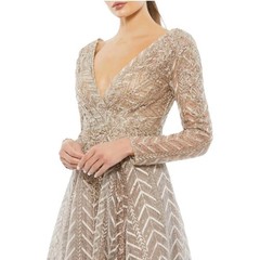 Mac Duggal 20189 Embellished Illusion Long Sleeve Wrap Over Gown Size 6 $598