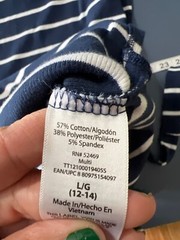 Time & Tru Navy & White Striped T-Shirt Dress L/G (12-14) Cotton Blend Vacation