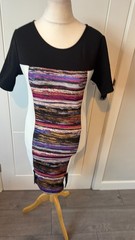 Damned Delux Colour Block Bodycon Pencil Dress Multicolour M UK 14 B19
