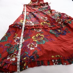 Scanlan Theodore Womens Maxi Dress Size 6 US2 Red Floral Voile Cotton High Neck