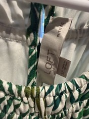 Loft Palm Flounce Halter Midi Dress – Size Large Petite – Green/White