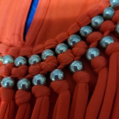 Boston Proper maxi fringe orange dress XXS