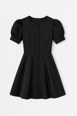 POST Meridiem Black Puff Sleeve Mini Dress Women&rsquo;s M Short Fit&Flare Party