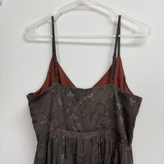 Disturbia Arnora Chiffon Lace Insert Midi Dress Womens US 6 Brown Floral Goth