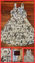 Folter Halloween Tattoo Goth Punk 13 Skull Sleeveless Flare Dress Pockets M