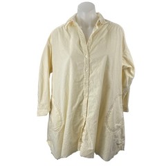 Urban Outfitters BDG Cream Ribbed Collar Long Sleeve Midi A-Line Shirt Dress XS