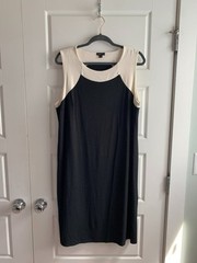 J Jill Wearever Black White Colorblock Sleeveless Knit Midi Dress Sz 1X