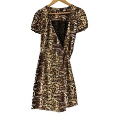 Hysteric Glamour Skull Leopard Wrap Dress Short Sleeve Women Free Auth