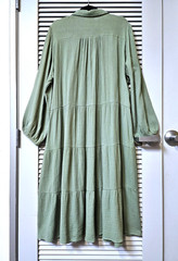 sage gauze collar tiered maxi long dress 2XL