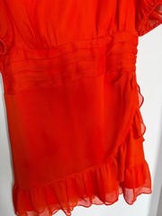 Express Orange Puff Sleeve Ruffle Hem Mini Dress
