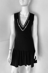 THOMAS WYLDE black with silver embellished dress plunge v neck fitted sexy sz 2
