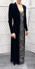 Michal Negrin Full Length Black Velvet Flowers Dress Size – S –