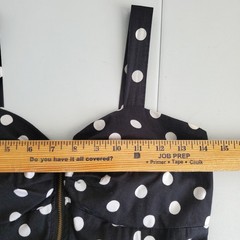 Black White Polka Dot Sweetheart Mini Dress M Retro Rockabilly Twee Picnic